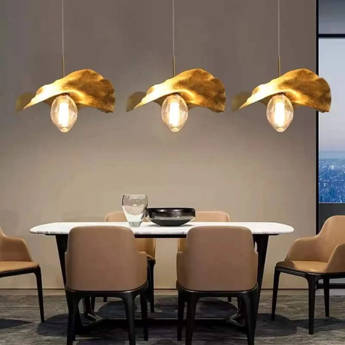 Lustre suspension doré, trois tailles S, M et L