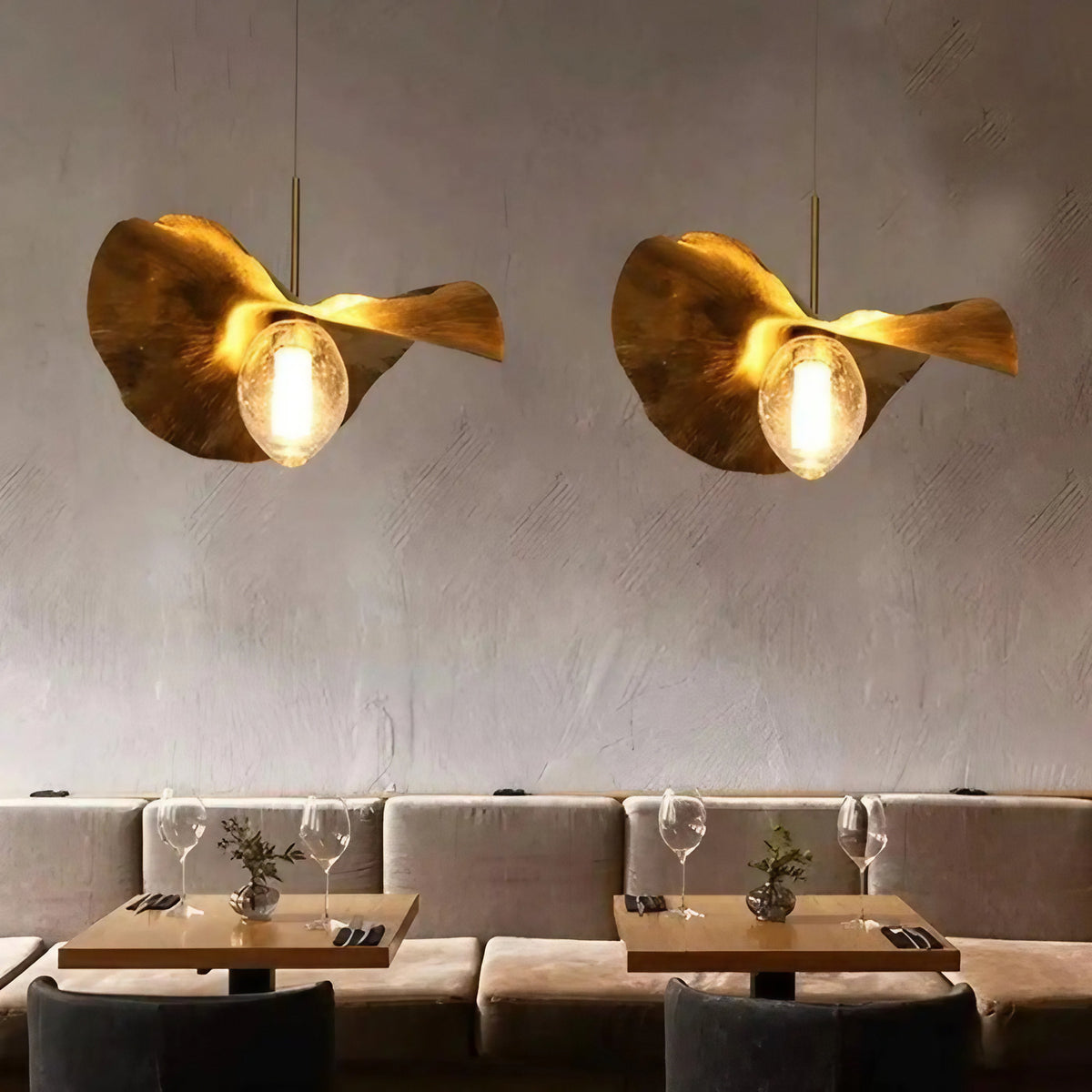 Lustre suspension doré, trois tailles S, M et L