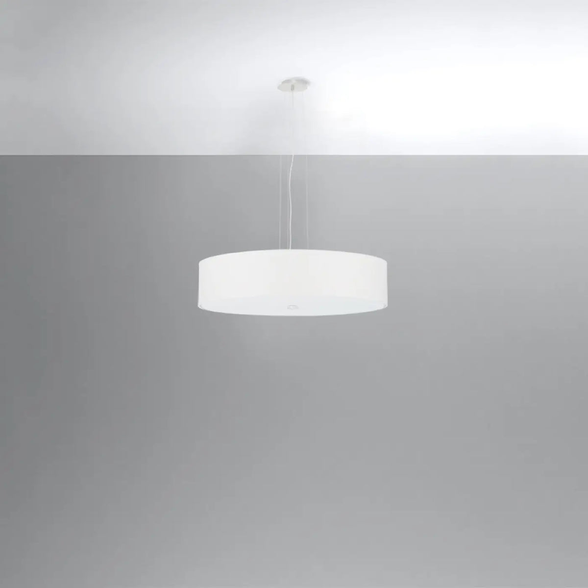Suspension tambour en tissu de 50 cm, diffuseur en verre, 5 ampoules, blanc