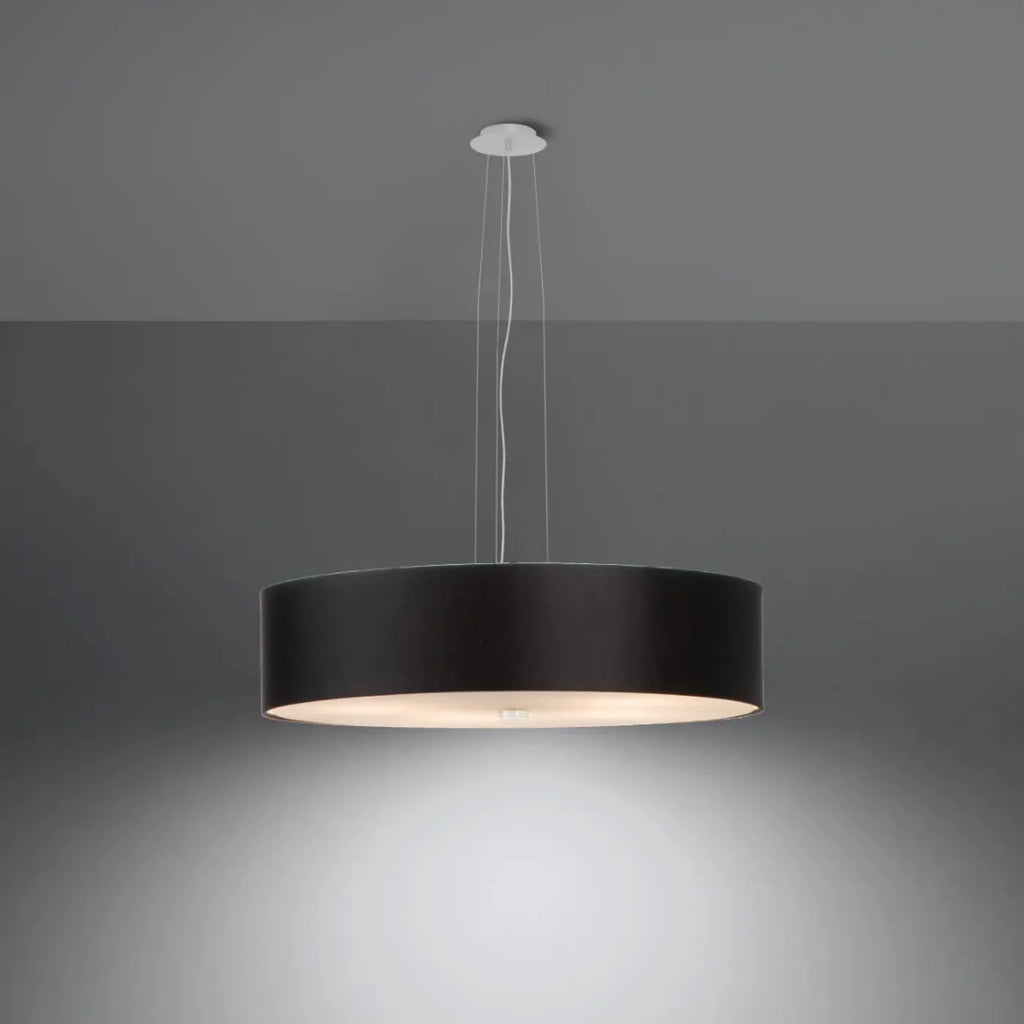 Suspension tambour en tissu de 50 cm, diffuseur en verre, 5 ampoules