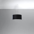Suspension tambour en tissu noir, diffuseur en verre, 50 cm