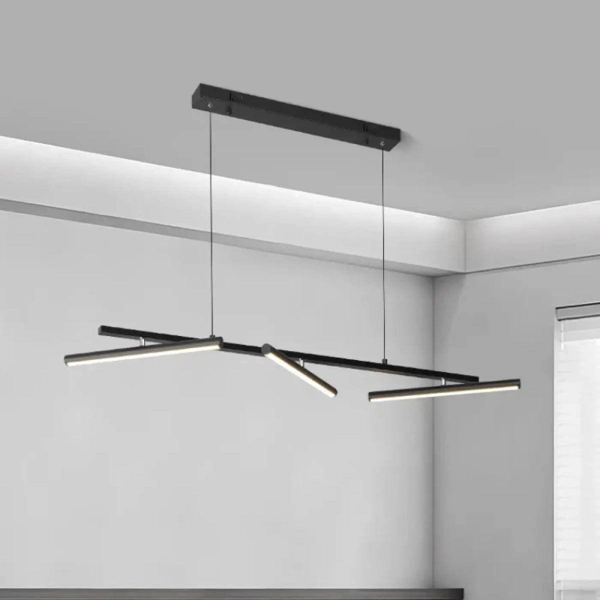 Suspension linéaire design, noire ou blanche, pour table ou îlot