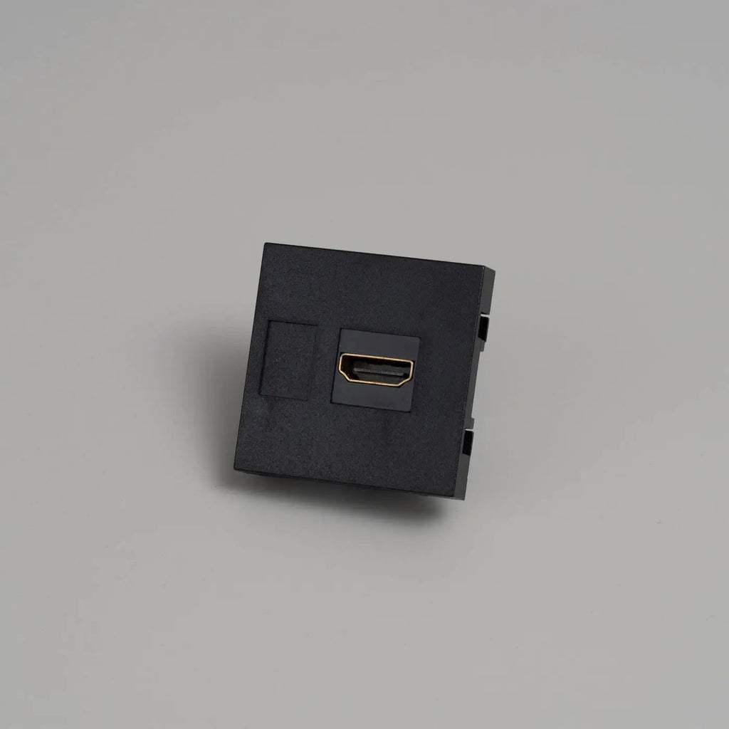 Prise HDMI murale encastrée, module carré de 45 mm noir ou blanc, noir