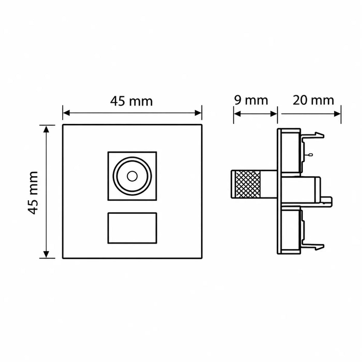 Prise TV et satellite coaxiale type F, module 45 mm