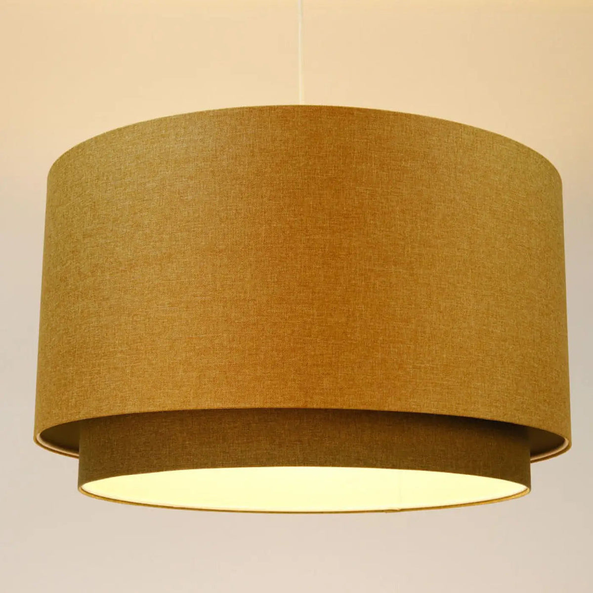 Suspension luminaire moutarde, olive et écru, tailles S, M, L