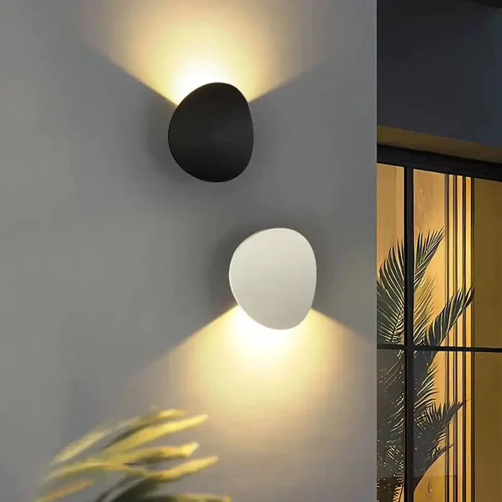 Petite applique murale extérieure ronde, noire ou blanche