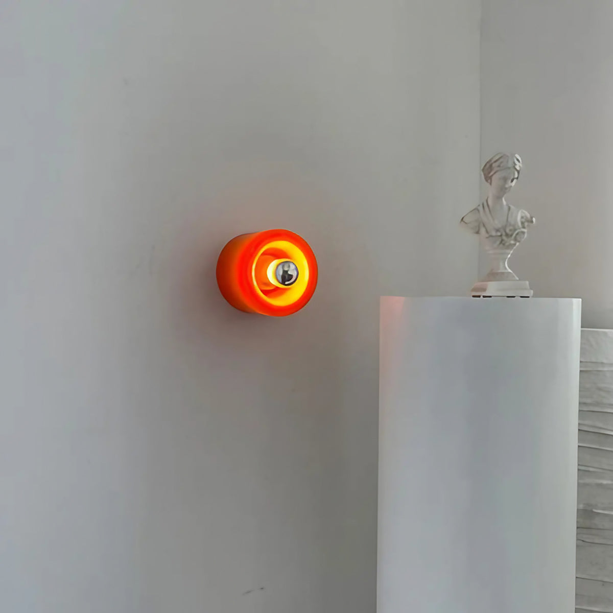 Petite applique murale ronde pour couloir, orange ou blanche, orange