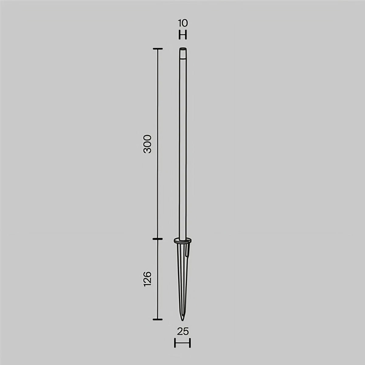 Piquet de jardin LED tige fine en aluminium noir, 30 ou 80 cm