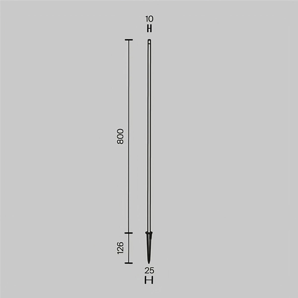 Piquet de jardin LED tige fine en aluminium noir, 30 ou 80 cm