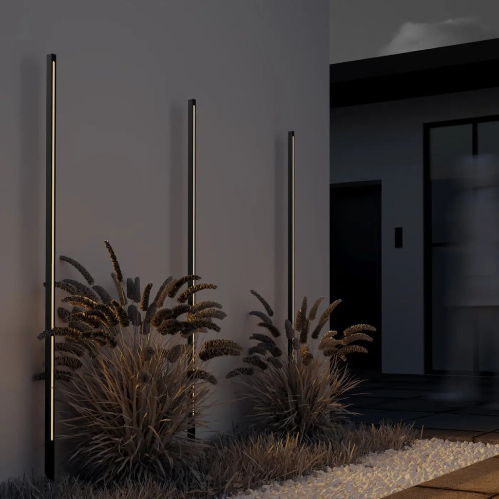 Poteau lumineux LED de jardin en aluminium gris, trois hauteurs