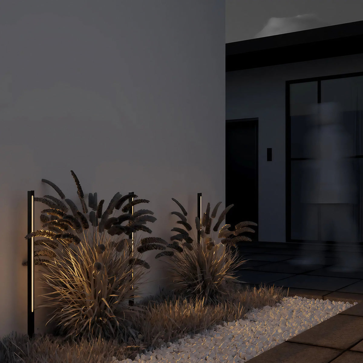 Poteau lumineux LED de jardin en aluminium gris, trois hauteurs