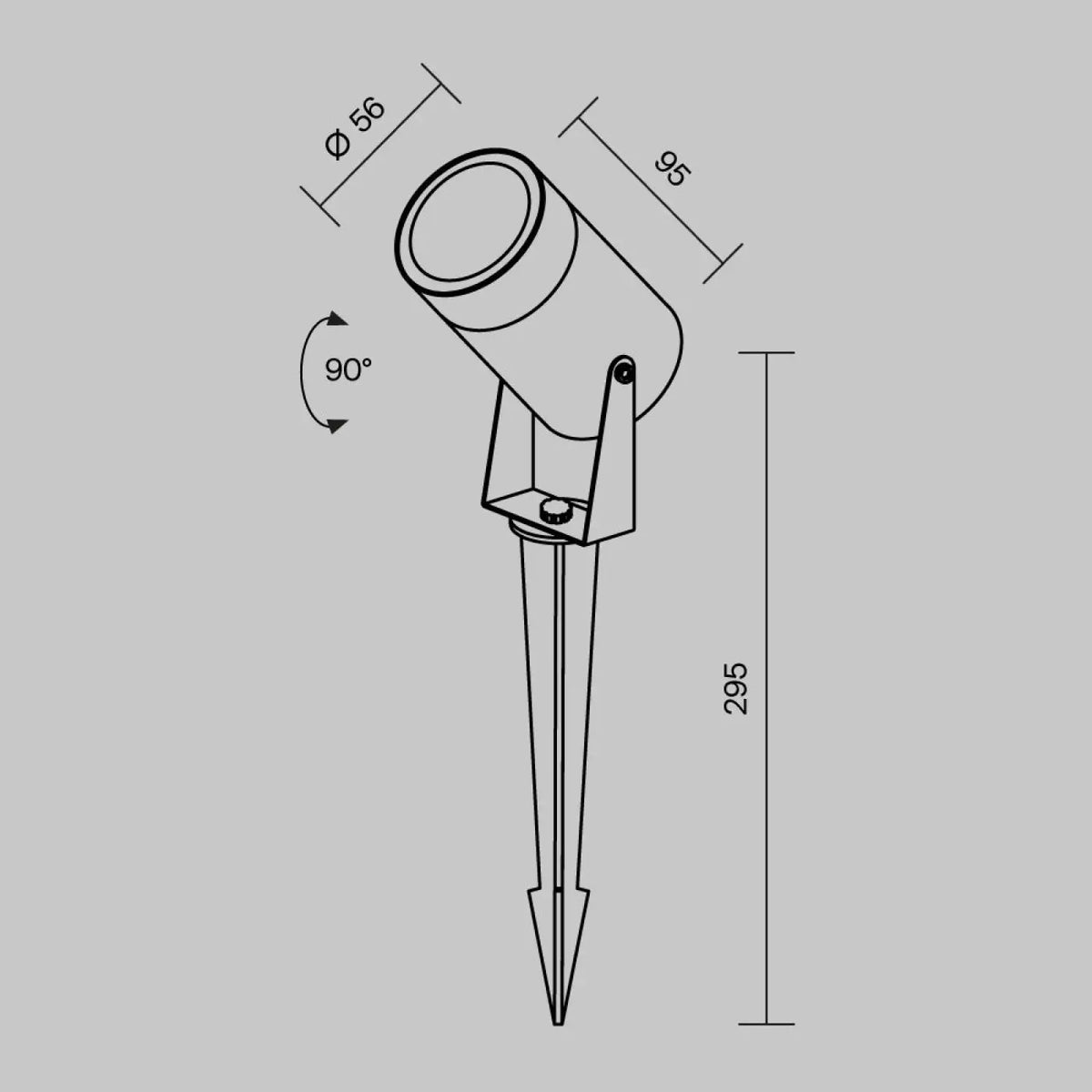 Spot sur piquet orientable pour le jardin, acier noir, IP65