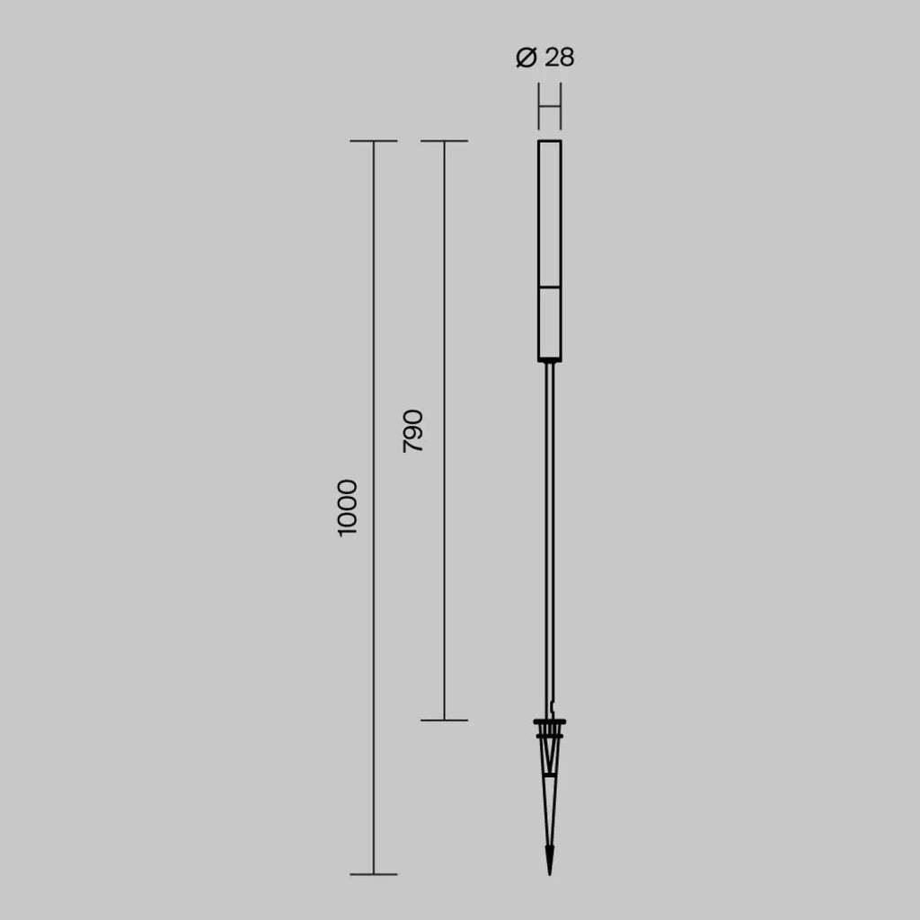 Piquet lumineux LED à tige fine en aluminium noir, 80 ou 100 cm