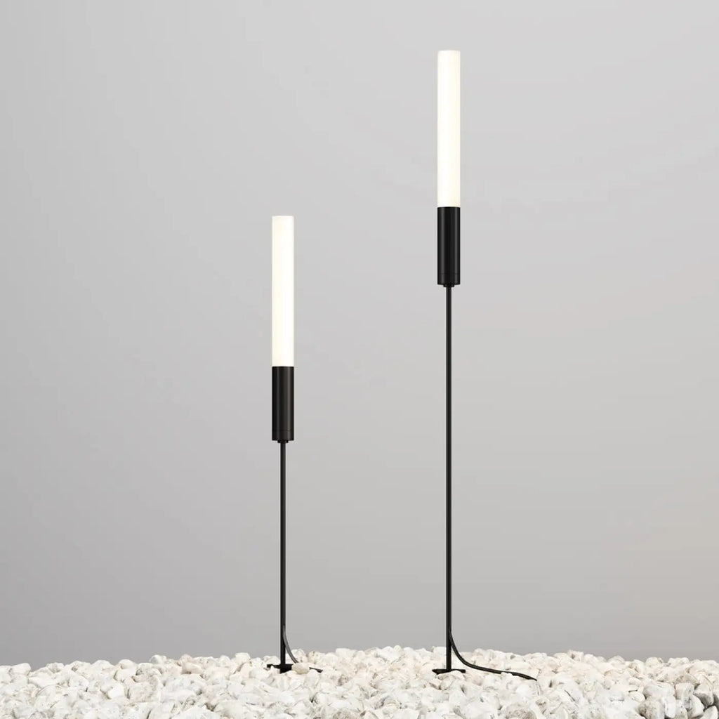 Piquet lumineux LED à tige fine en aluminium noir, 80 ou 100 cm