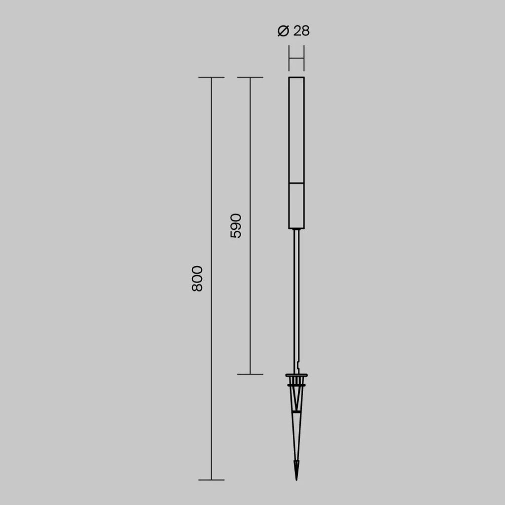 Piquet lumineux LED à tige fine en aluminium noir, 80 ou 100 cm