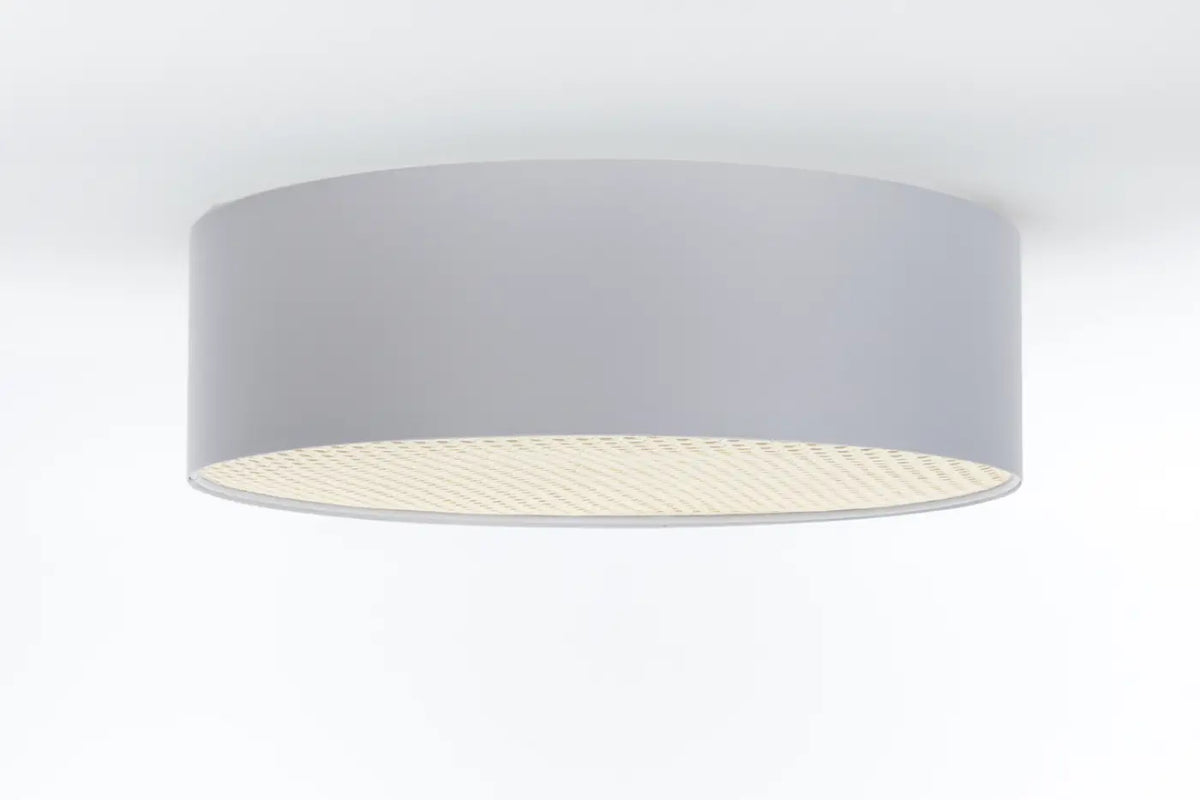 Plafonnier tissu gris platine et diffuseur en rotin, 40 à 70 cm