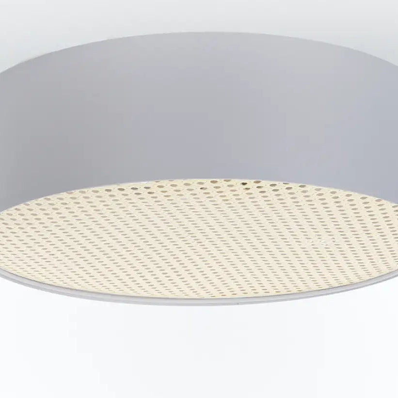 Plafonnier tissu gris platine et diffuseur en rotin, 40 à 70 cm