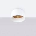 Plafonnier rond abat-jour blanc, intérieur couleur bois, 35 cm, blanc/marron clair