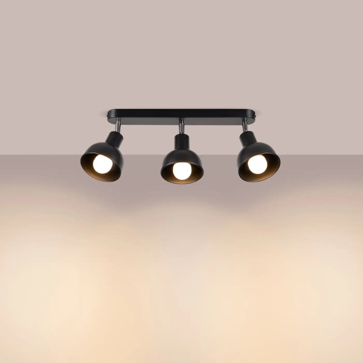 Plafonnier à 2 ou 3 cloches orientables en acier, blanc ou noir