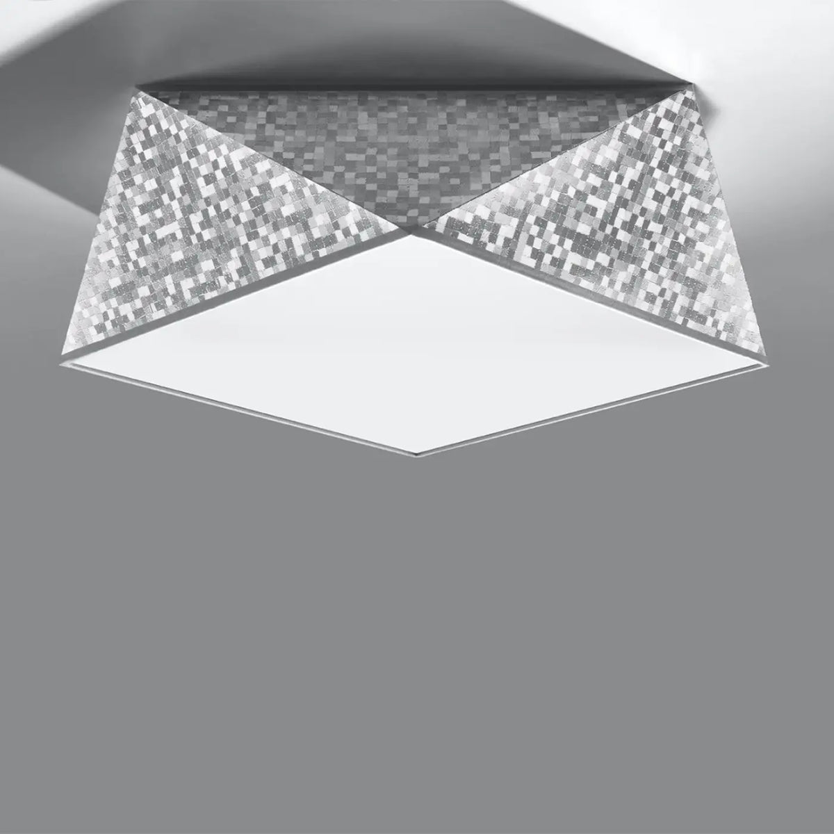 Plafonnier géométrique à facettes façon origami, trois tailles, argenté