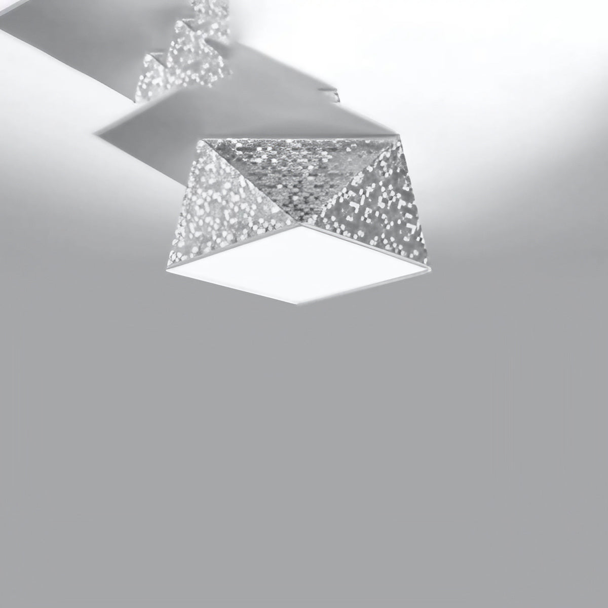 Plafonnier géométrique à facettes façon origami, trois tailles, argenté