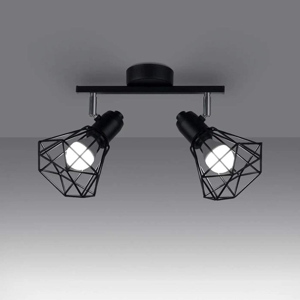 Plafonnier barre à cages diamant en fil d'acier, 2 ou 3 lumières