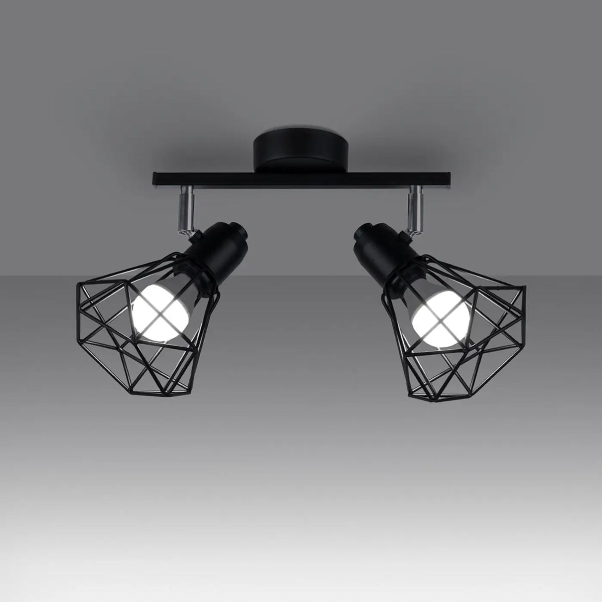 Plafonnier barre à cages diamant en fil d'acier, 2 ou 3 lumières