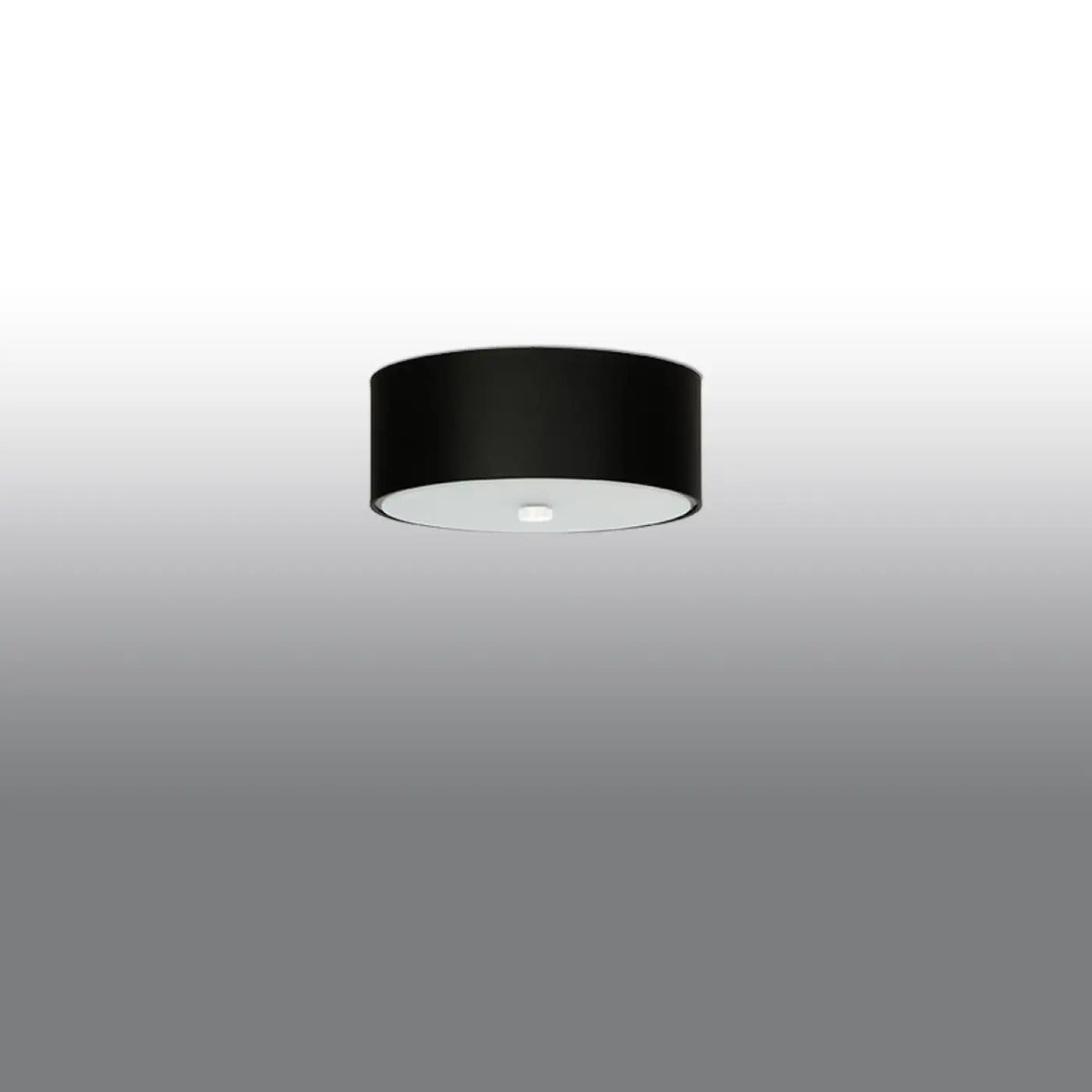 Plafonnier rond en tissu avec diffuseur en verre, de 30 à 80 cm, noir
