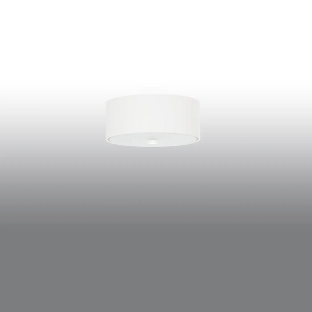 Plafonnier rond en tissu avec diffuseur en verre, de 30 à 80 cm, blanc