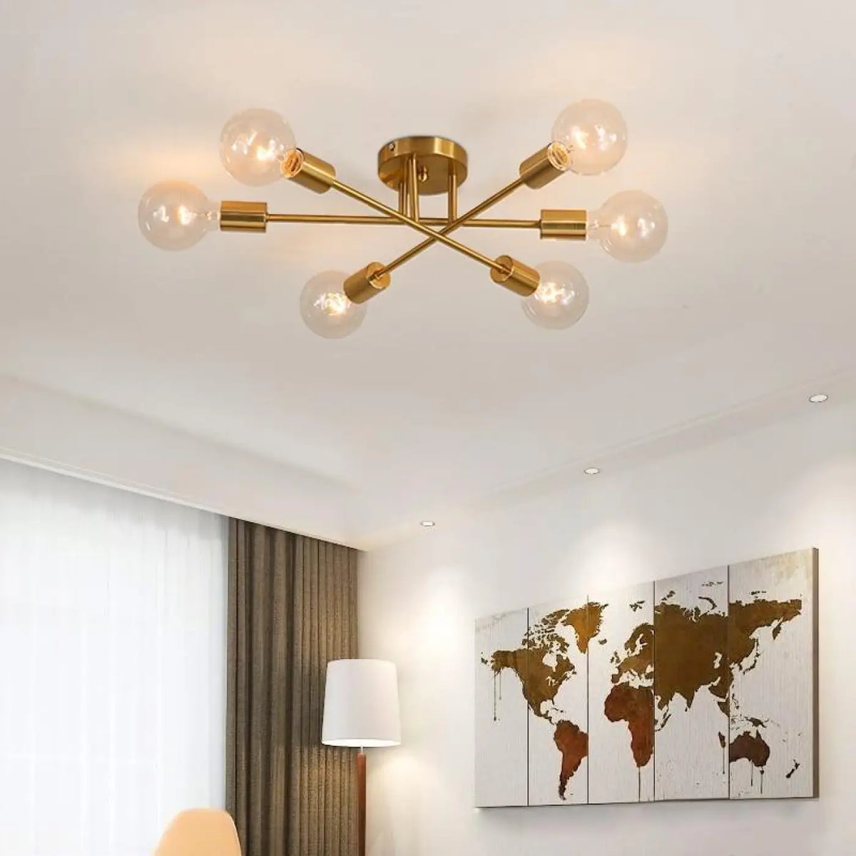 Plafonnier pour ampoules LED, finition noire ou dorée
