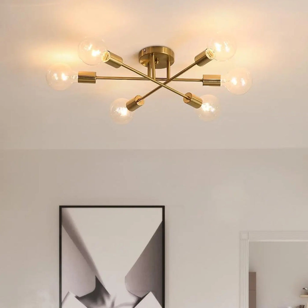 Plafonnier pour ampoules LED, finition noire ou dorée