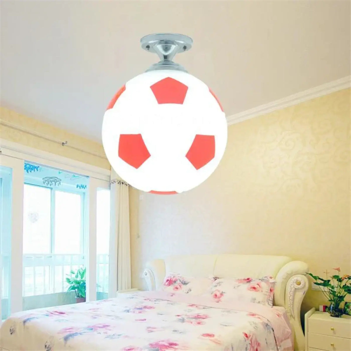 Plafonnier LED ballon de football pour chambre d'enfant, rouge
