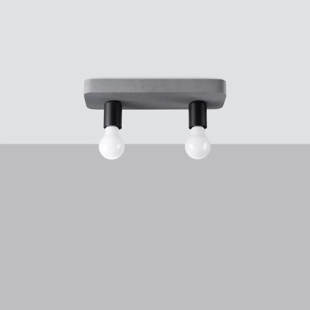 Plafonnier barre en béton gris, 2 ou 3 ampoules apparentes
