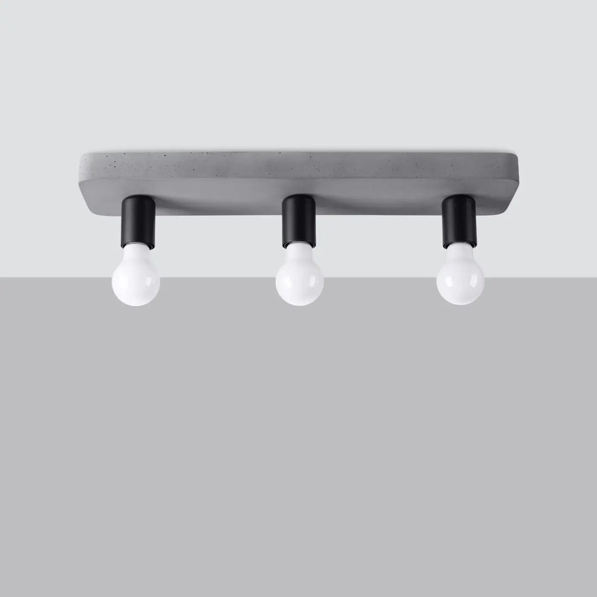 Plafonnier barre en béton gris, 2 ou 3 ampoules apparentes