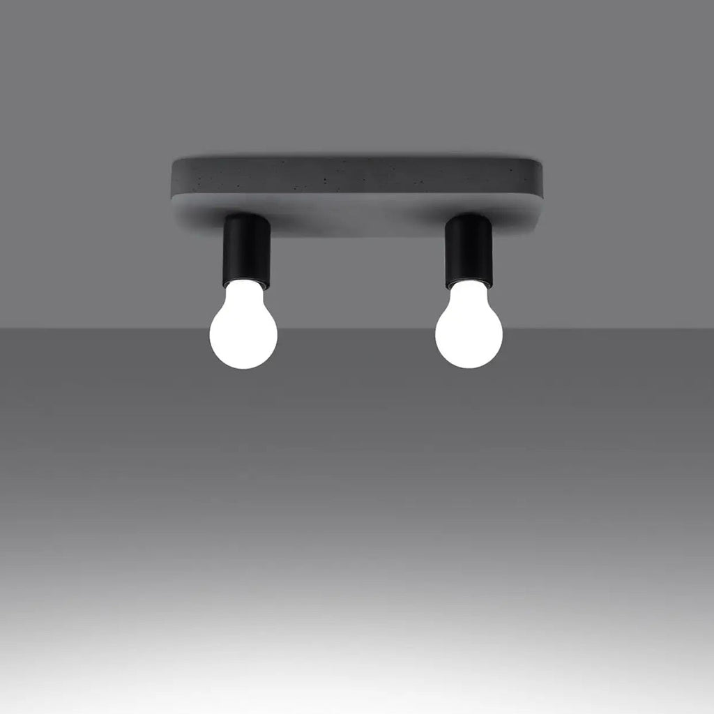 Plafonnier barre en béton gris, 2 ou 3 ampoules apparentes