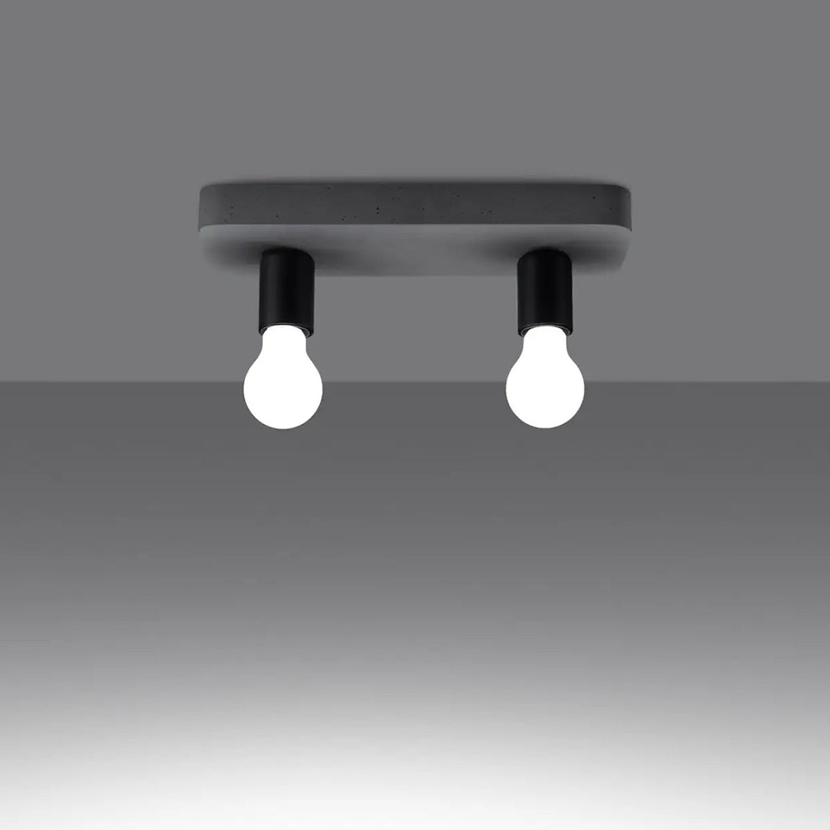 Plafonnier barre en béton gris, 2 ou 3 ampoules apparentes