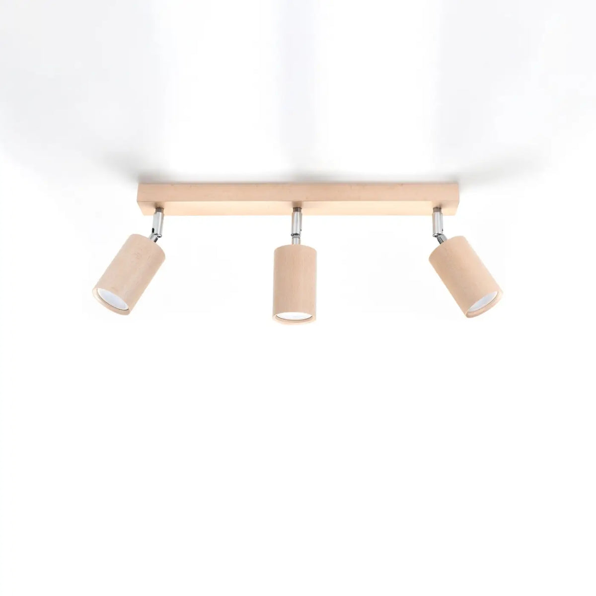 Plafonnier en bois naturel à spots orientables, de 2 à 6 spots