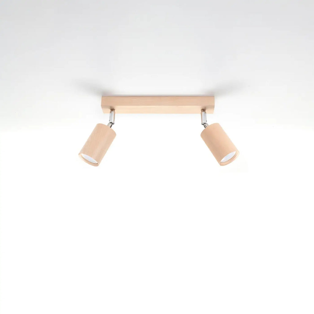 Plafonnier en bois naturel à spots orientables, de 2 à 6 spots