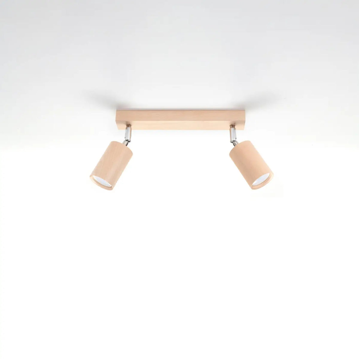 Plafonnier en bois naturel à spots orientables, de 2 à 6 spots