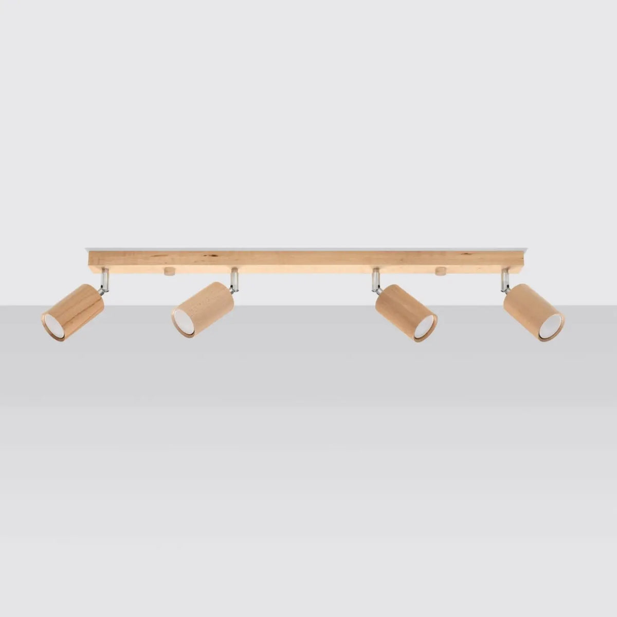 Plafonnier en bois naturel à spots orientables, de 2 à 6 spots