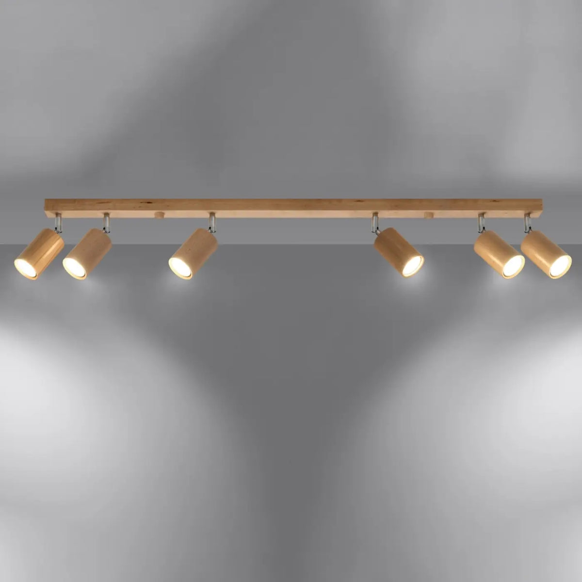 Plafonnier en bois naturel à spots orientables, de 2 à 6 spots