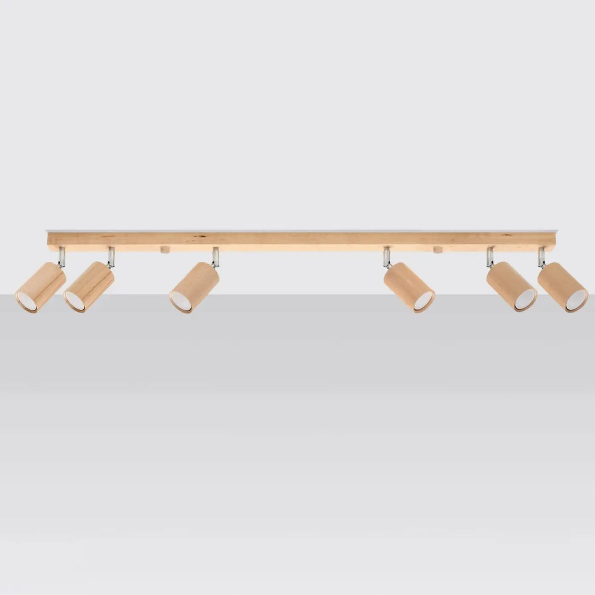 Plafonnier en bois naturel à spots orientables, de 2 à 6 spots