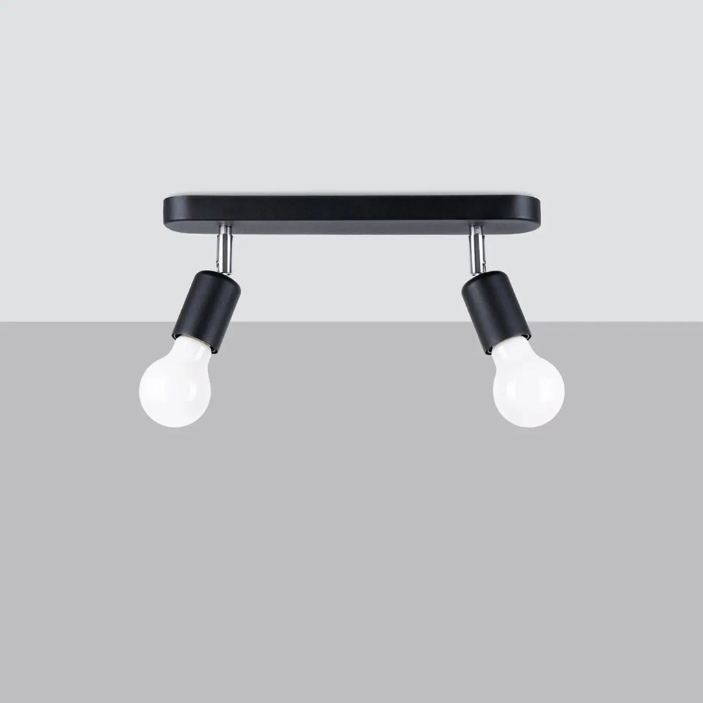 Plafonnier barre noire à douilles orientables, 2 ou 3 ampoules