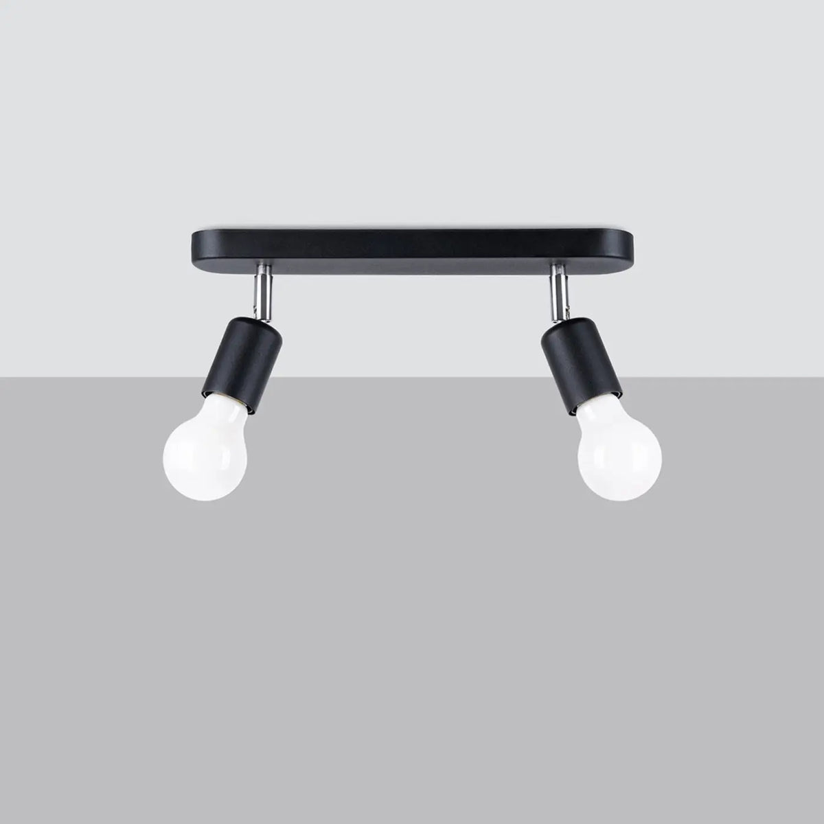 Plafonnier barre noire à douilles orientables, 2 ou 3 ampoules