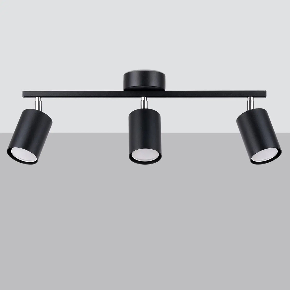 Plafonnier barre à spots orientables en acier, de 2 à 6 spots, noir