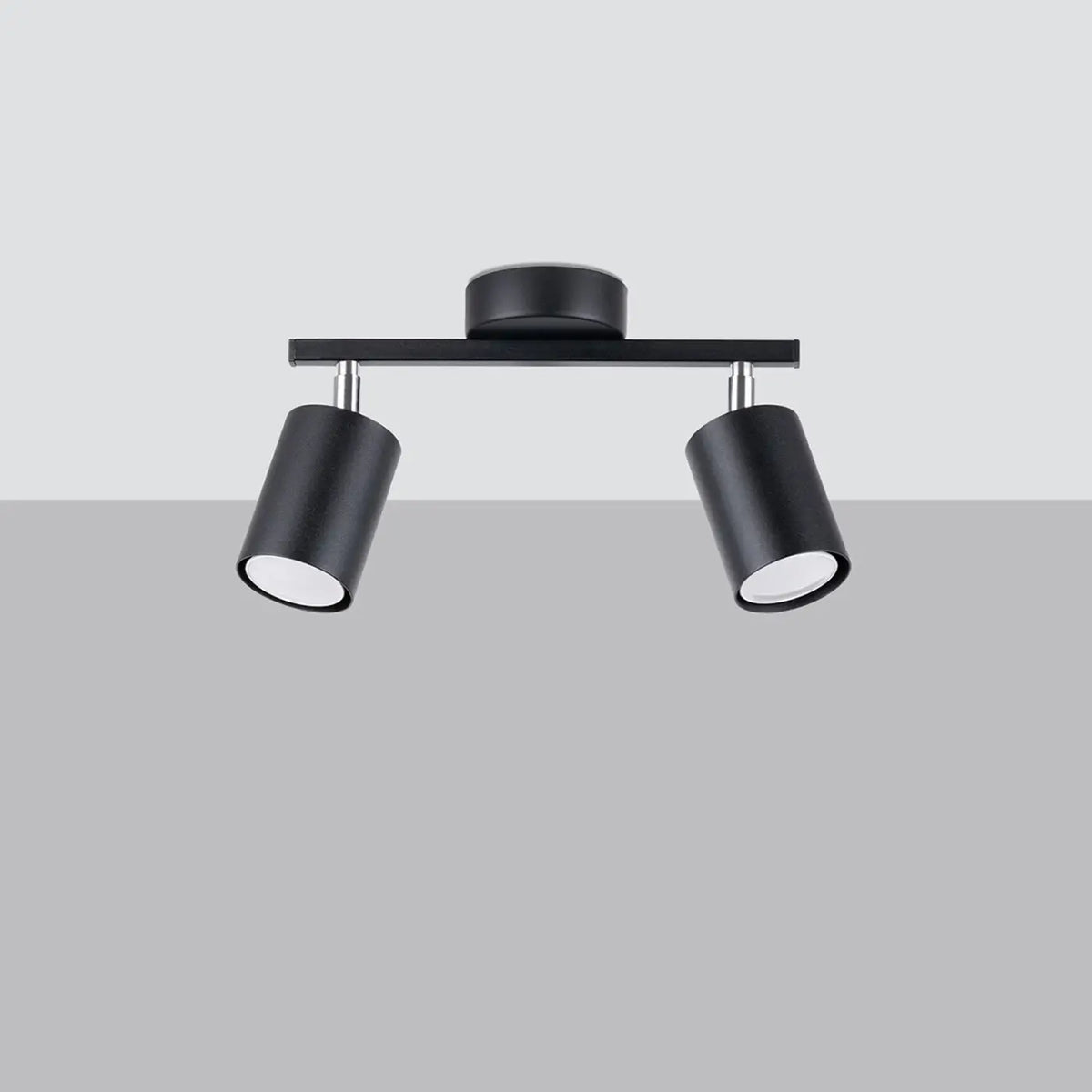 Plafonnier barre à spots orientables en acier, de 2 à 6 spots, noir