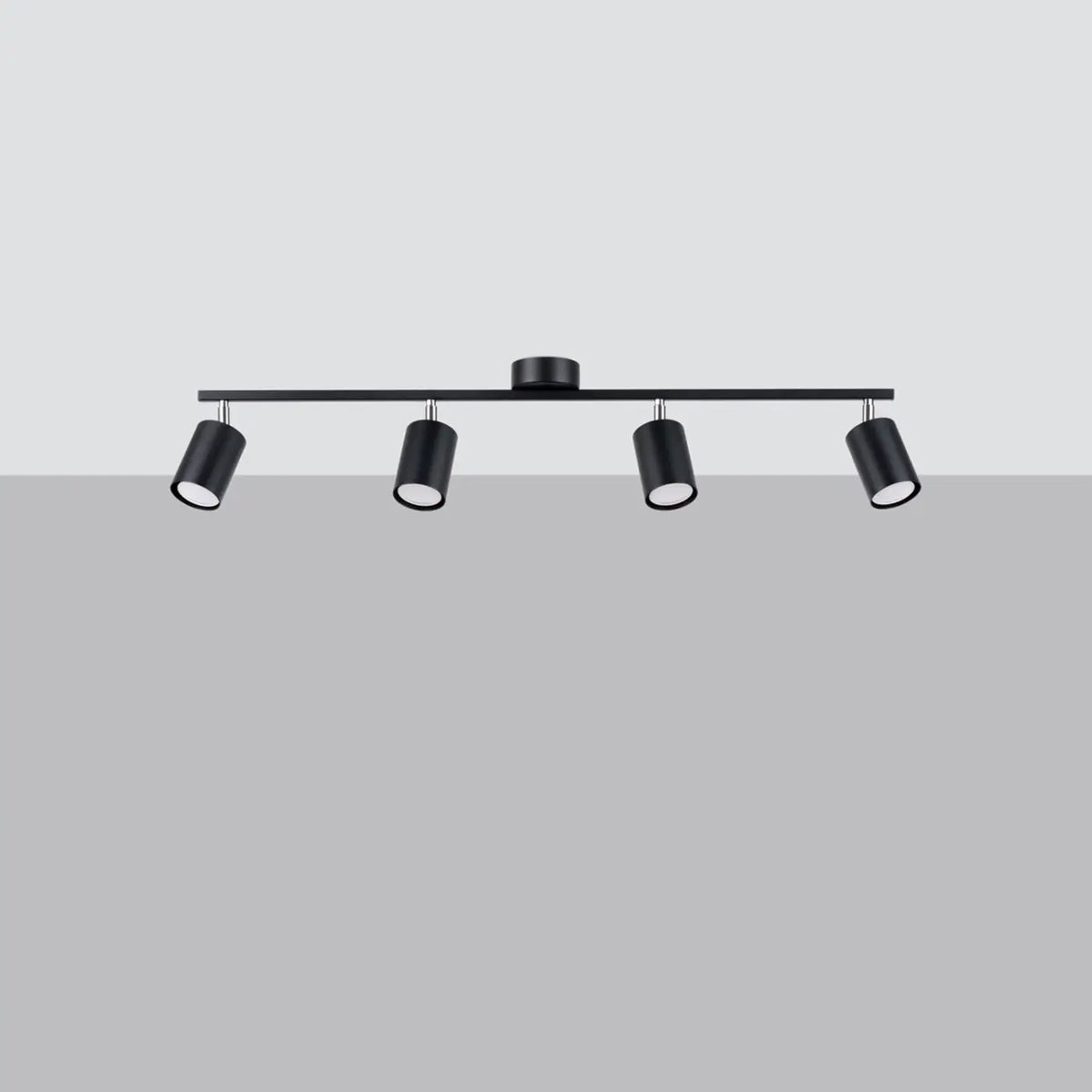 Plafonnier barre à spots orientables en acier, de 2 à 6 spots, noir