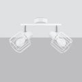 Plafonnier 2 spots orientables à grilles, métal blanc, 27 cm