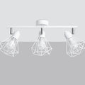 Plafonnier 3 cages en acier blanc, ampoules visibles, 52 cm