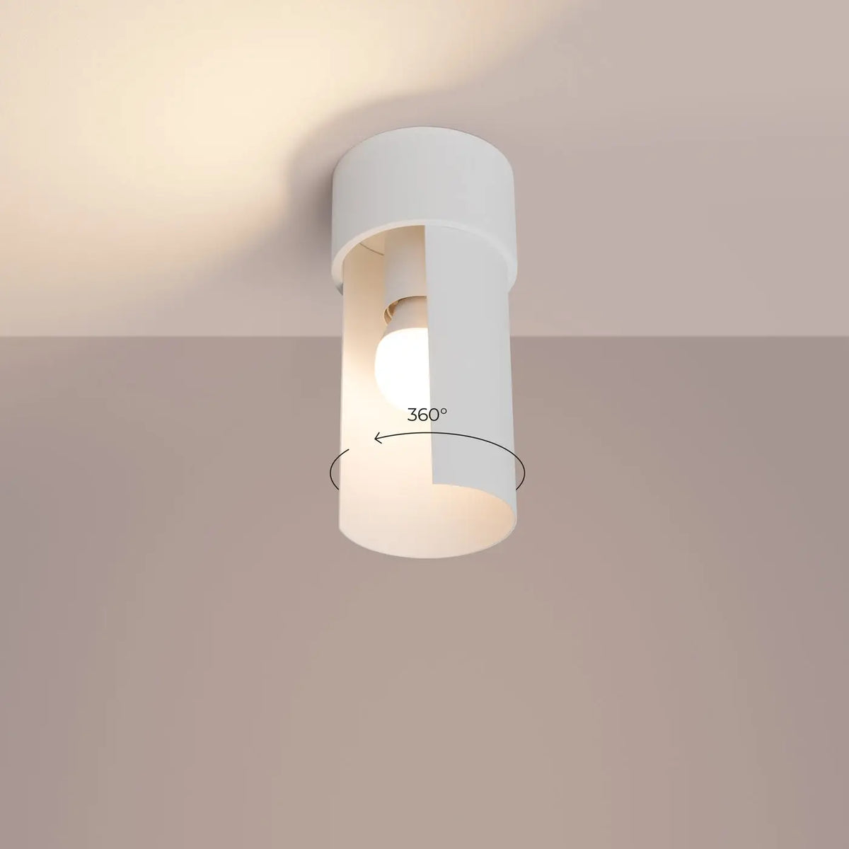 Plafonnier cylindre en acier blanc mat, ouverture orientable